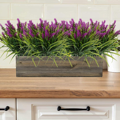 12pcs Artificial Plants Outdoor Fake Grass Plant Artificial Lavender Flower Plant Faux Wheat Grass for Outdoor UV Resistant Plastic Greenery Plants (12, Purple)