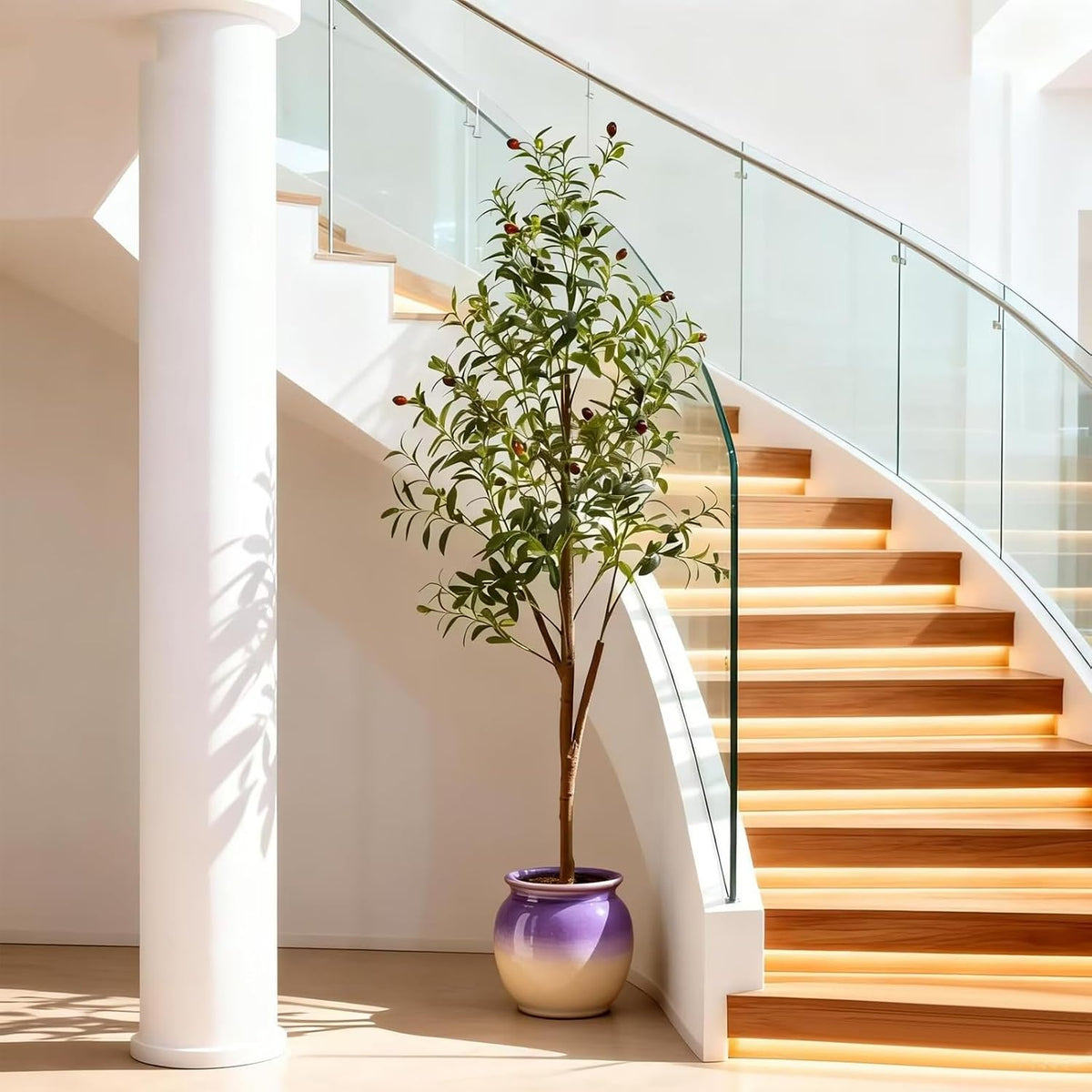 4FT Artificial Olive Tree Indoor, Tall Faux Olive Tree with Pot&Basket, Large Fake Olive Tree with Realistic 576 Silk Leaves and 32 Fruits for Living Room Home Office Decor.