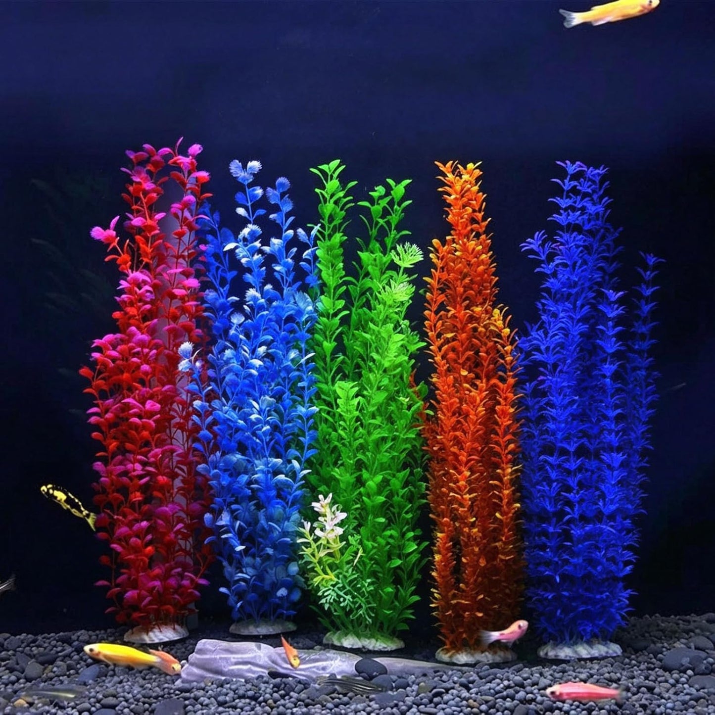 2 Pack Aquarium Decor Artificial Seaweed Water Plants, Extra Large 23.6 Inches Fish Tank Plastic Plants, Tall Fish Tank Decorations with a Aquarium Diver Ornament (Green)