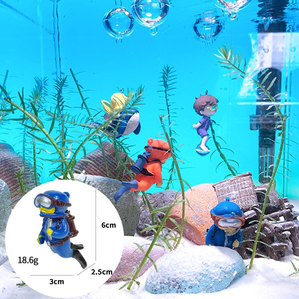 2 Pack Aquarium Decor Artificial Seaweed Water Plants, Extra Large 23.6 Inches Fish Tank Plastic Plants, Tall Fish Tank Decorations with a Aquarium Diver Ornament (Green)