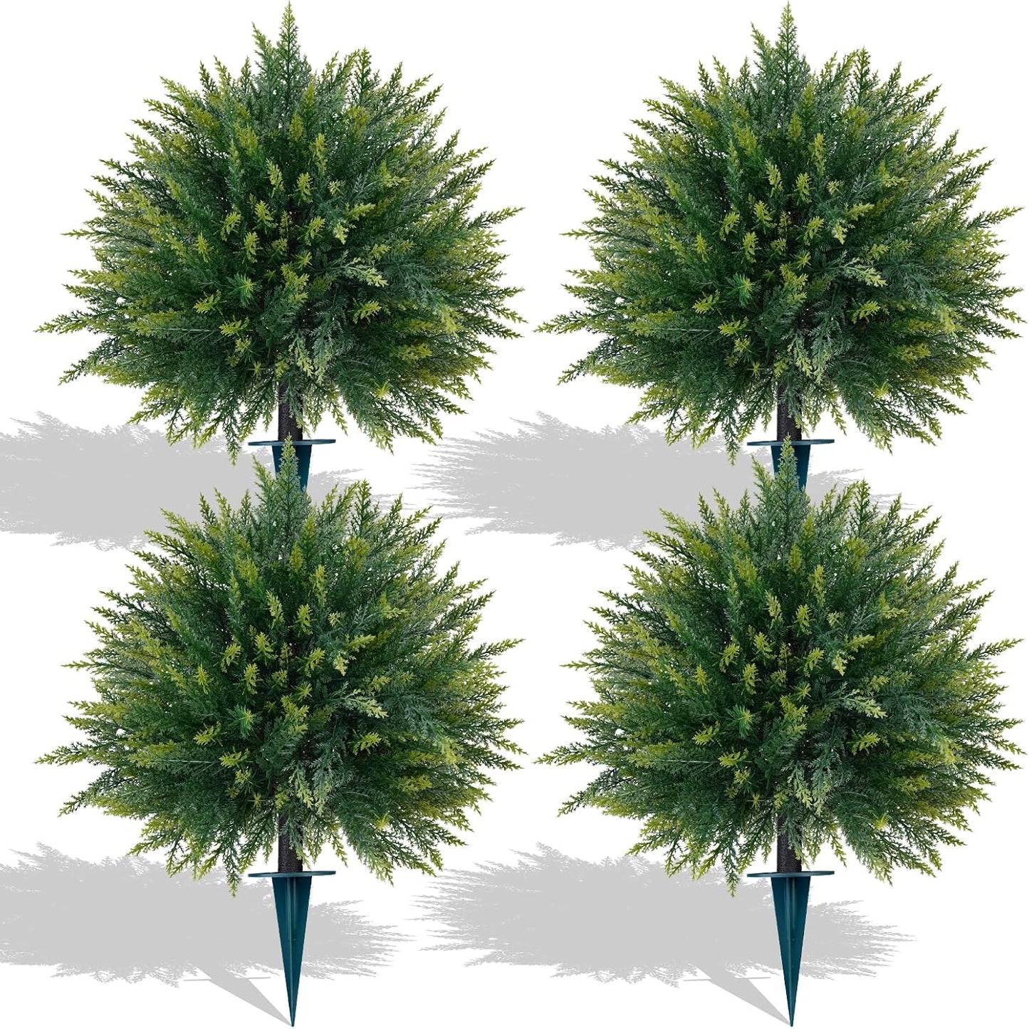 2Pcs Bougainvillea Topiary Ball Trees,Pink Fake Shrubs Bushes | Faux Bushes with Ground Spike,UV Resistant, No Maintenance,Fake Plants for Outdoor&Indoor Front Porch Garden Backyard Decor