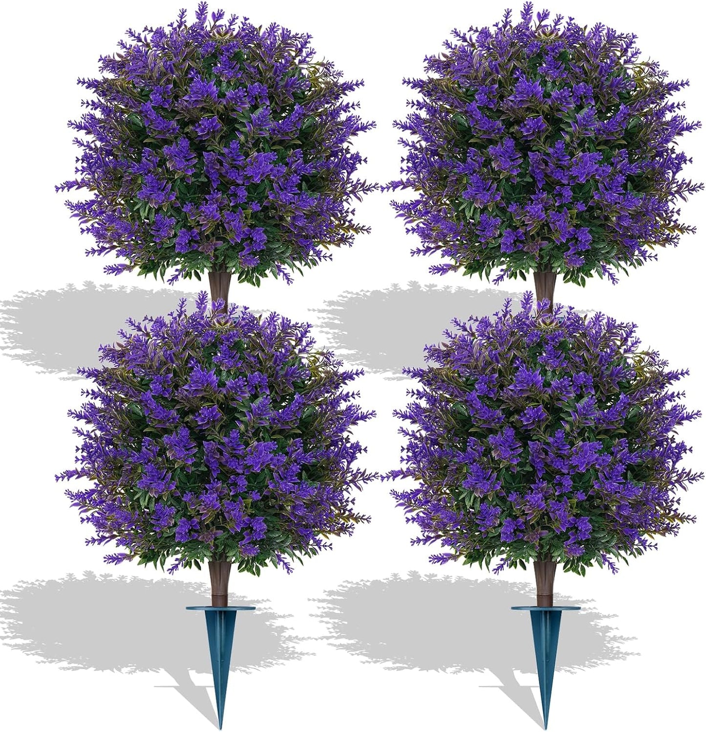 2Pcs Bougainvillea Topiary Ball Trees,Pink Fake Shrubs Bushes | Faux Bushes with Ground Spike,UV Resistant, No Maintenance,Fake Plants for Outdoor&Indoor Front Porch Garden Backyard Decor