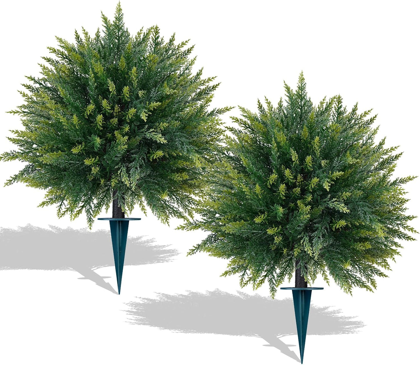 2Pcs Bougainvillea Topiary Ball Trees,Pink Fake Shrubs Bushes | Faux Bushes with Ground Spike,UV Resistant, No Maintenance,Fake Plants for Outdoor&Indoor Front Porch Garden Backyard Decor