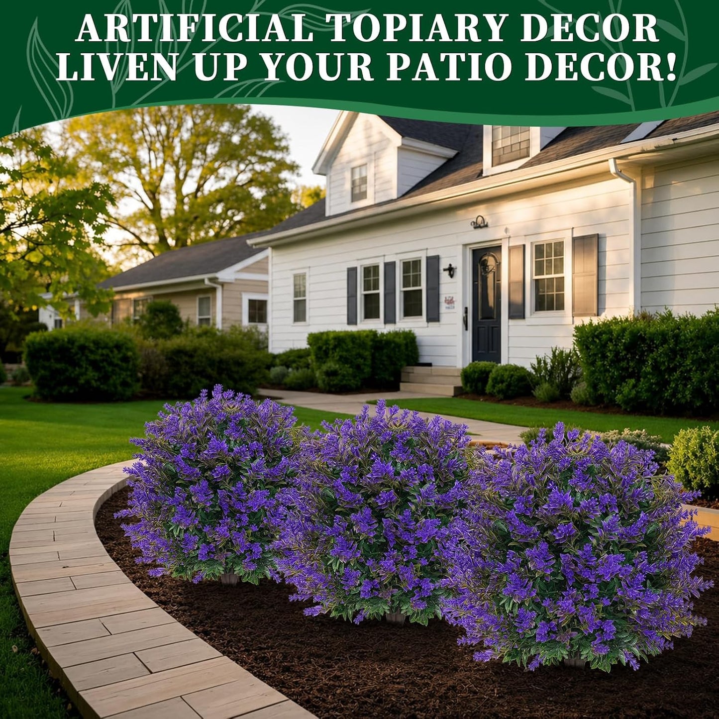 2Pcs Bougainvillea Topiary Ball Trees,Pink Fake Shrubs Bushes | Faux Bushes with Ground Spike,UV Resistant, No Maintenance,Fake Plants for Outdoor&Indoor Front Porch Garden Backyard Decor