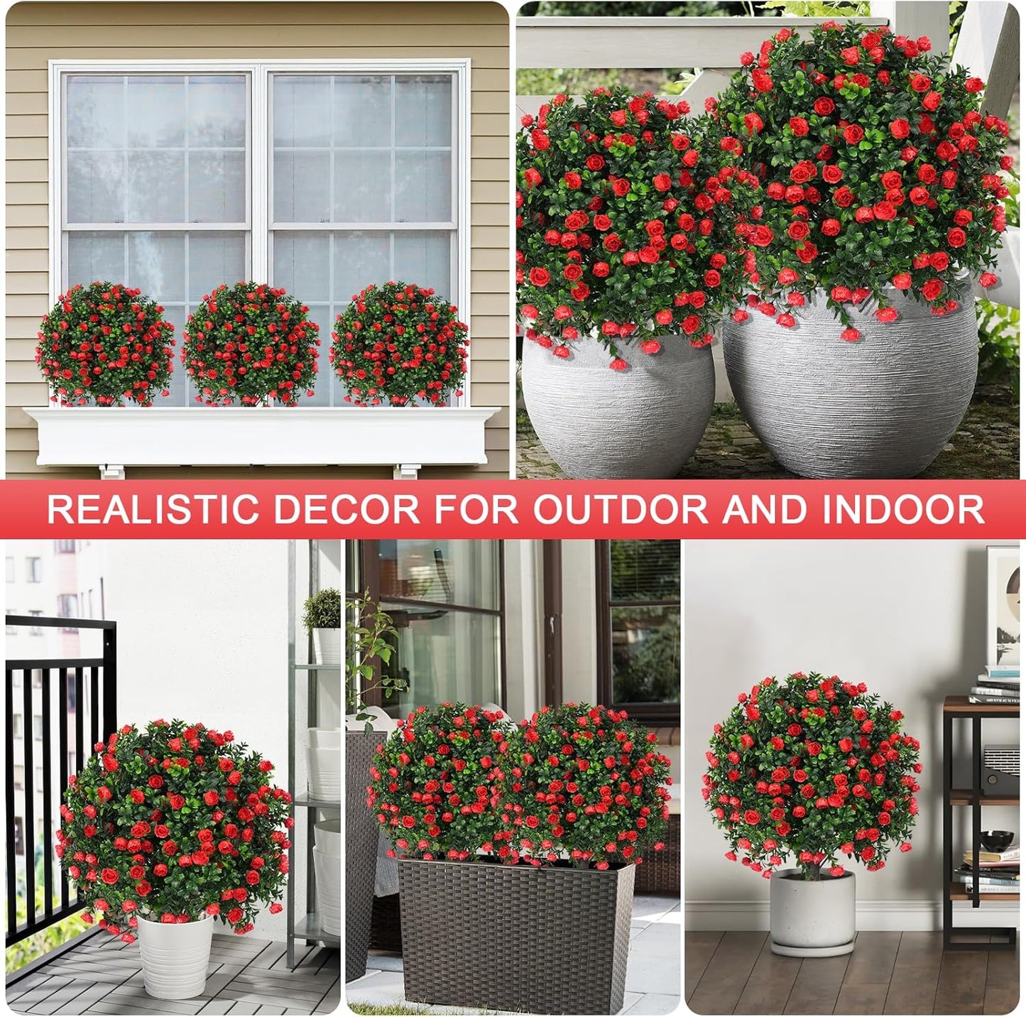 2Pcs Bougainvillea Topiary Ball Trees,Pink Fake Shrubs Bushes | Faux Bushes with Ground Spike,UV Resistant, No Maintenance,Fake Plants for Outdoor&Indoor Front Porch Garden Backyard Decor