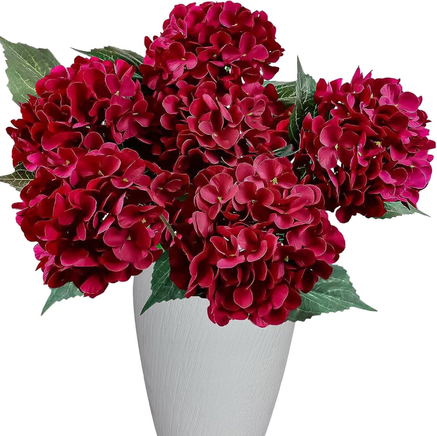 6PCS Premium Blue Silk Hydrangea Artificial Flowers Bouquets - Realistic Fake Hydrangea with Stems, Faux Flower Arrangement for Home Wedding Party Baby Shower Table Centerpieces Decoration