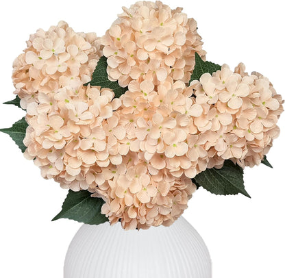6PCS Premium Blue Silk Hydrangea Artificial Flowers Bouquets - Realistic Fake Hydrangea with Stems, Faux Flower Arrangement for Home Wedding Party Baby Shower Table Centerpieces Decoration