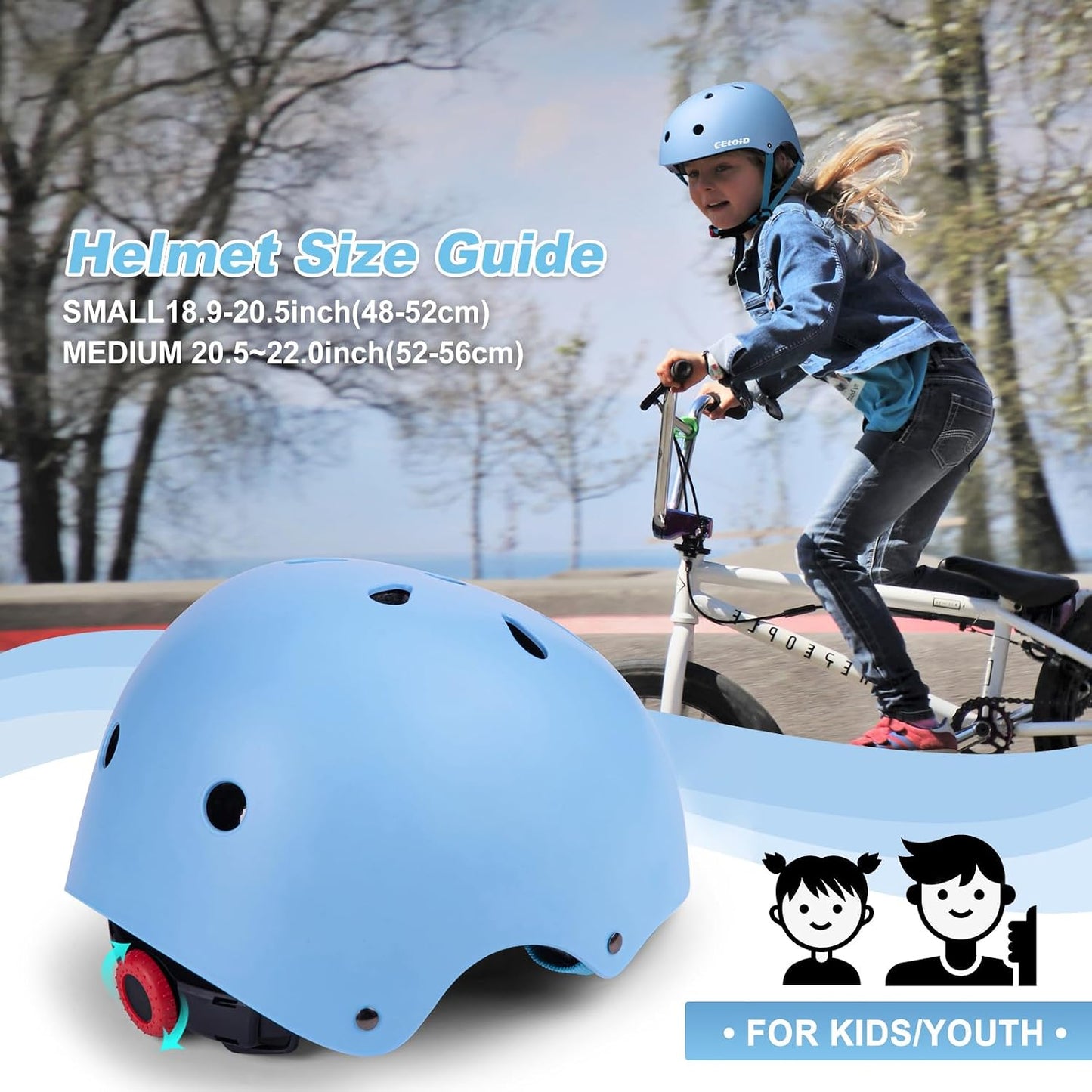 Kids Bike Helmet,Toddler Skateboard Helmets for Ages 2-3-5-8-14 Years Boys Girls，Adjustable Multi-Sport Bicycle Skateboarding Football Roller Skating Scooter Rollerblade Balance Bike Helmet