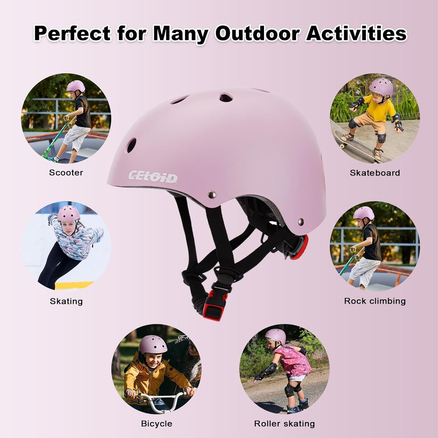 Kids Bike Helmet,Toddler Skateboard Helmets for Ages 2-3-5-8-14 Years Boys Girls，Adjustable Multi-Sport Bicycle Skateboarding Football Roller Skating Scooter Rollerblade Balance Bike Helmet