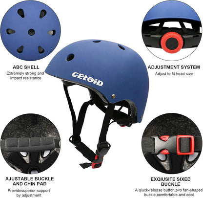 Kids Bike Helmet,Toddler Skateboard Helmets for Ages 2-3-5-8-14 Years Boys Girls，Adjustable Multi-Sport Bicycle Skateboarding Football Roller Skating Scooter Rollerblade Balance Bike Helmet