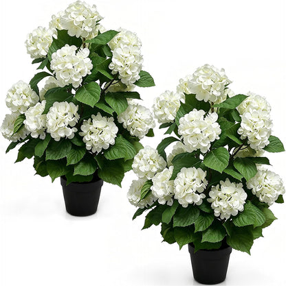 30" Artificial Hydrangea Trees, Set of 2 Faux Hydrangea Flowers Bush