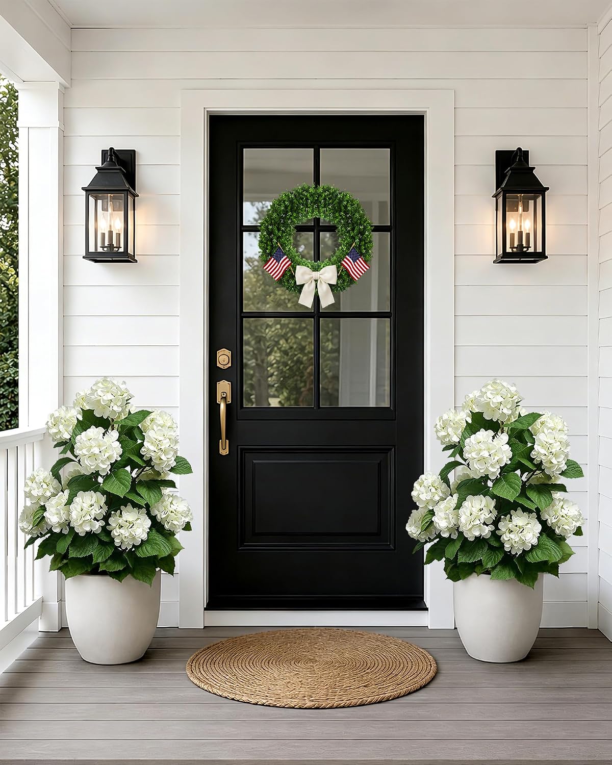 30" Artificial Hydrangea Trees, Set of 2 Faux Hydrangea Flowers Bush