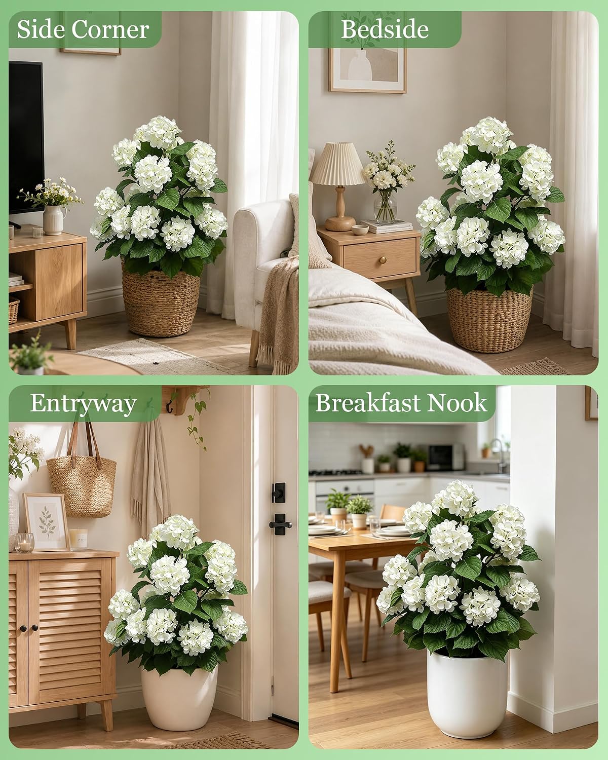 30" Artificial Hydrangea Trees, Set of 2 Faux Hydrangea Flowers Bush