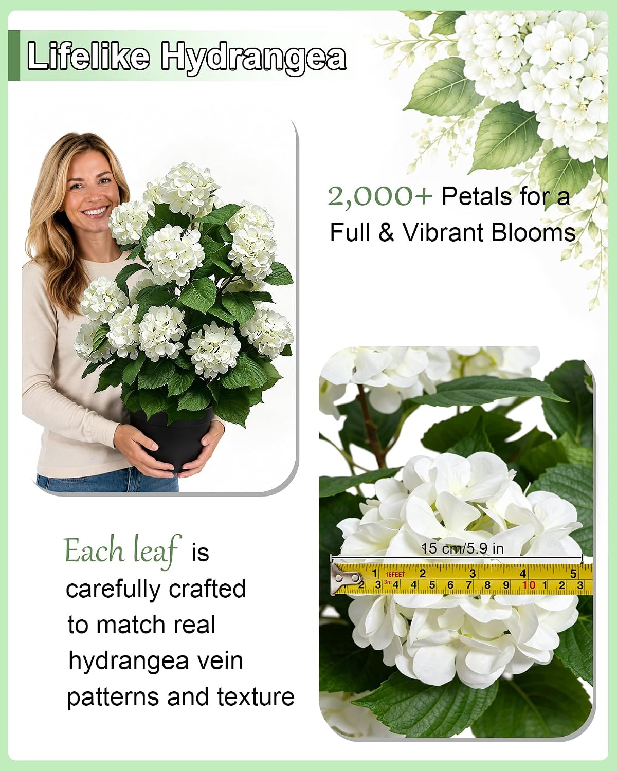 30" Artificial Hydrangea Trees, Set of 2 Faux Hydrangea Flowers Bush