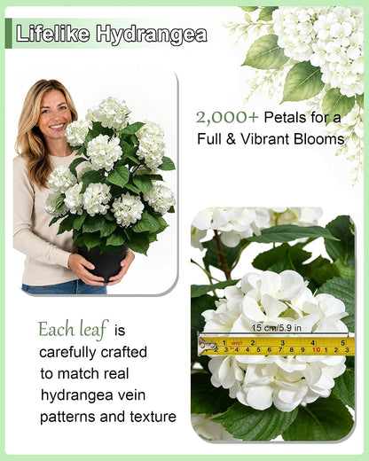 30" Artificial Hydrangea Trees, Set of 2 Faux Hydrangea Flowers Bush