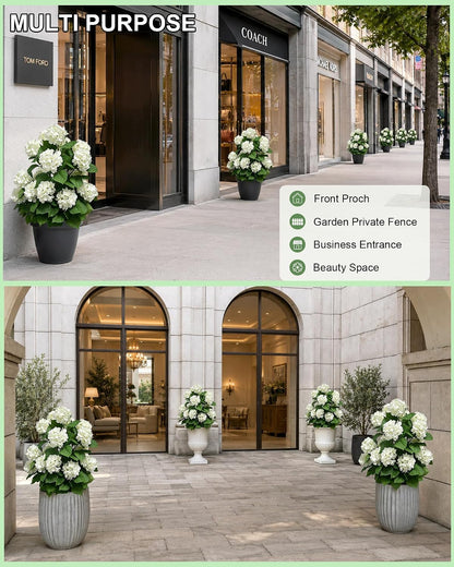30" Artificial Hydrangea Trees, Set of 2 Faux Hydrangea Flowers Bush