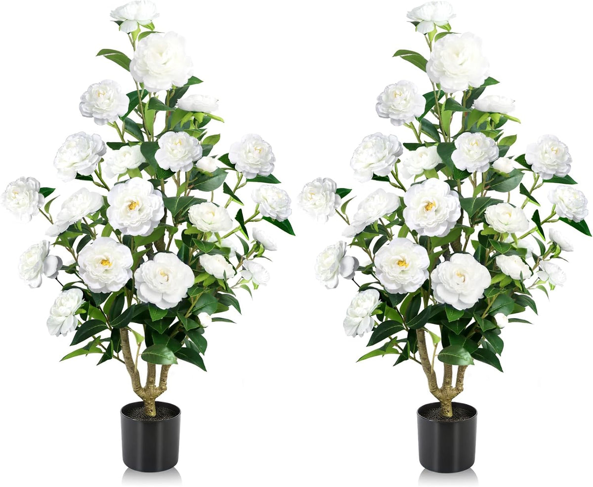 30" Artificial Hydrangea Trees, Set of 2 Faux Hydrangea Flowers Bush