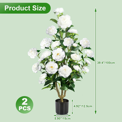 30" Artificial Hydrangea Trees, Set of 2 Faux Hydrangea Flowers Bush