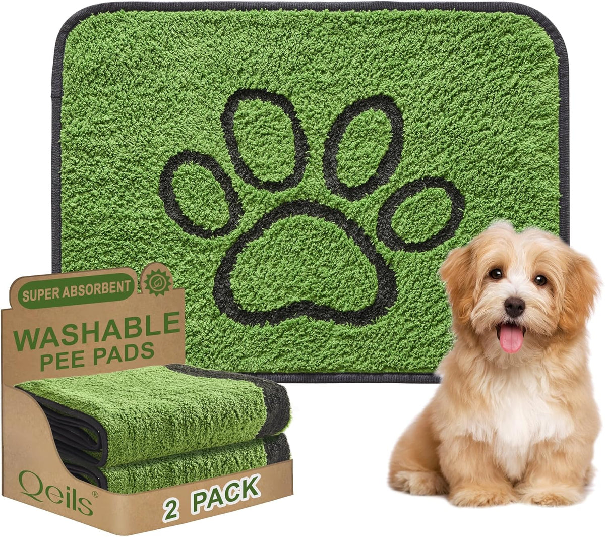 Reusable Dog Pee Pads, Washable Puppy Pads, Leak-Proof 18"x24" 2 Pack
