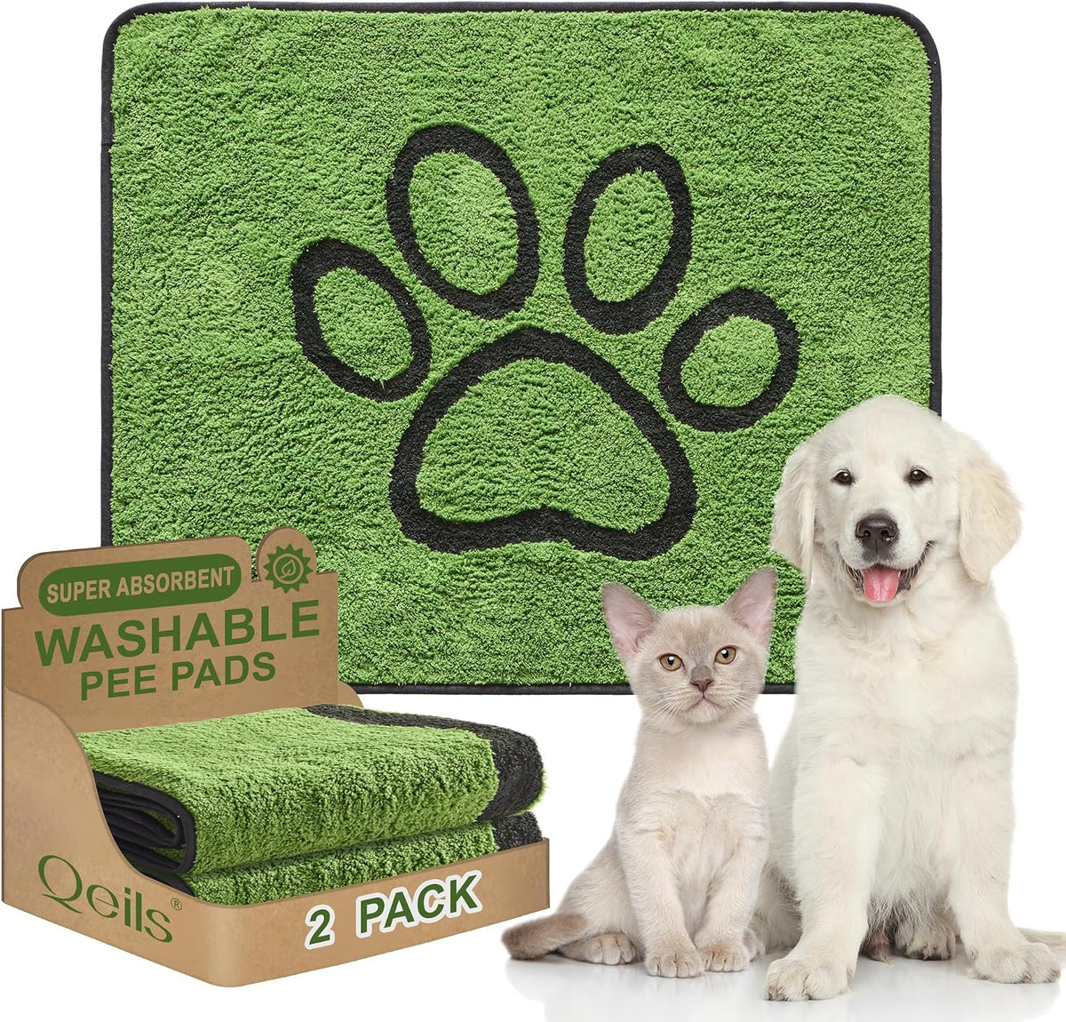 Reusable Dog Pee Pads, Washable Puppy Pads, Leak-Proof 18"x24" 2 Pack