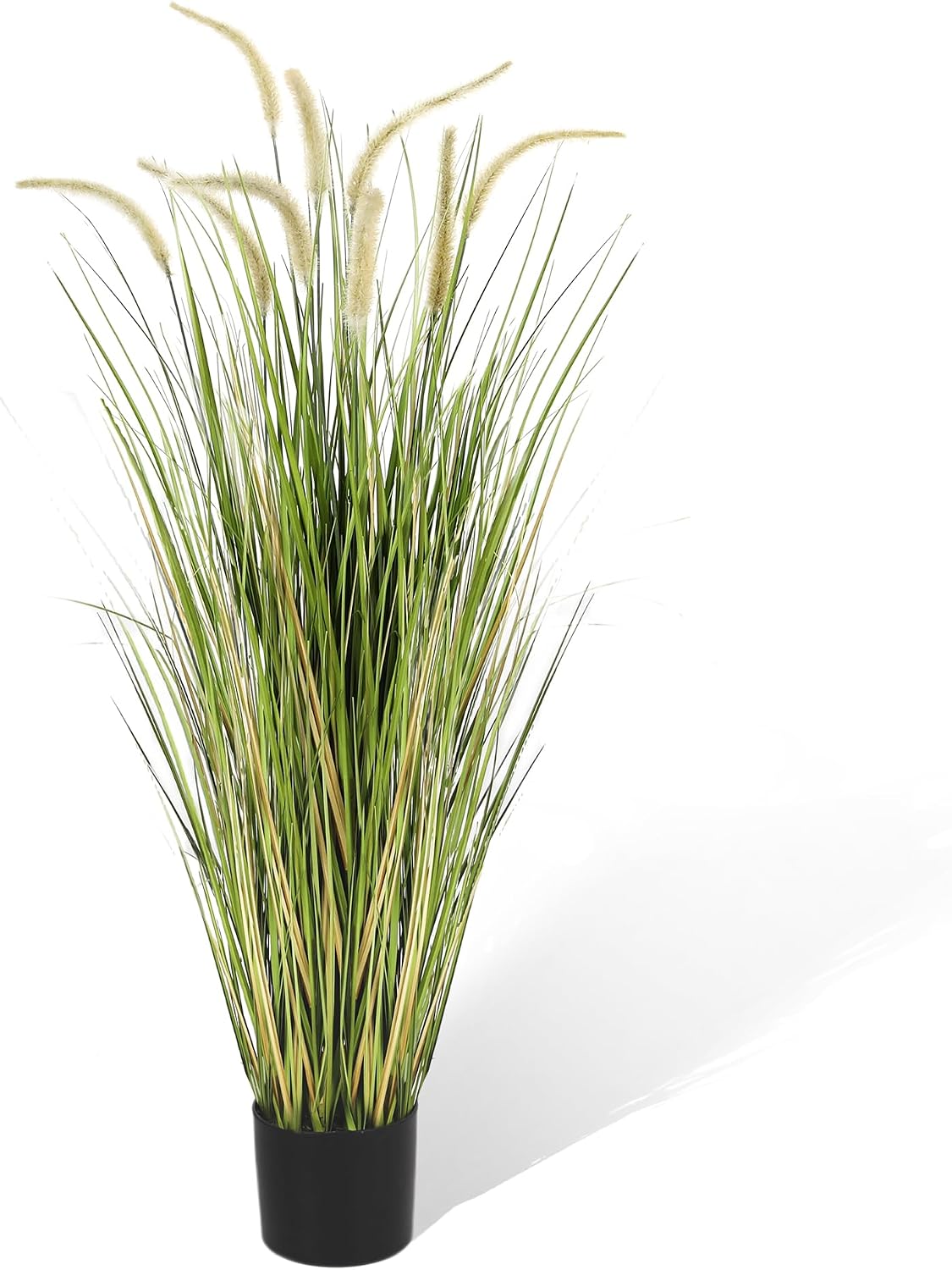 Artificial 4ft Horsetail Reed Grass, 47.2in Artificial Indoor Outdoor Fake Grass Plant, Home Office Wedding Decorative Artificial Plants & Flowers in Pot Faux Plant Greenery, Housewarming Gift