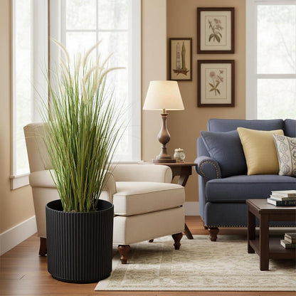 Artificial 4ft Horsetail Reed Grass, 47.2in Artificial Indoor Outdoor Fake Grass Plant, Home Office Wedding Decorative Artificial Plants & Flowers in Pot Faux Plant Greenery, Housewarming Gift
