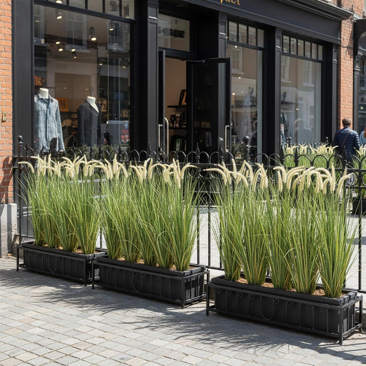 Artificial 4ft Horsetail Reed Grass, 47.2in Artificial Indoor Outdoor Fake Grass Plant, Home Office Wedding Decorative Artificial Plants & Flowers in Pot Faux Plant Greenery, Housewarming Gift