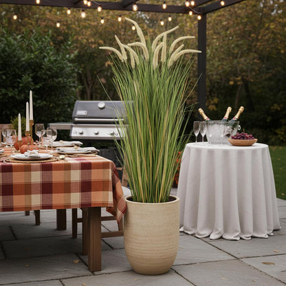 Artificial 4ft Horsetail Reed Grass, 47.2in Artificial Indoor Outdoor Fake Grass Plant, Home Office Wedding Decorative Artificial Plants & Flowers in Pot Faux Plant Greenery, Housewarming Gift