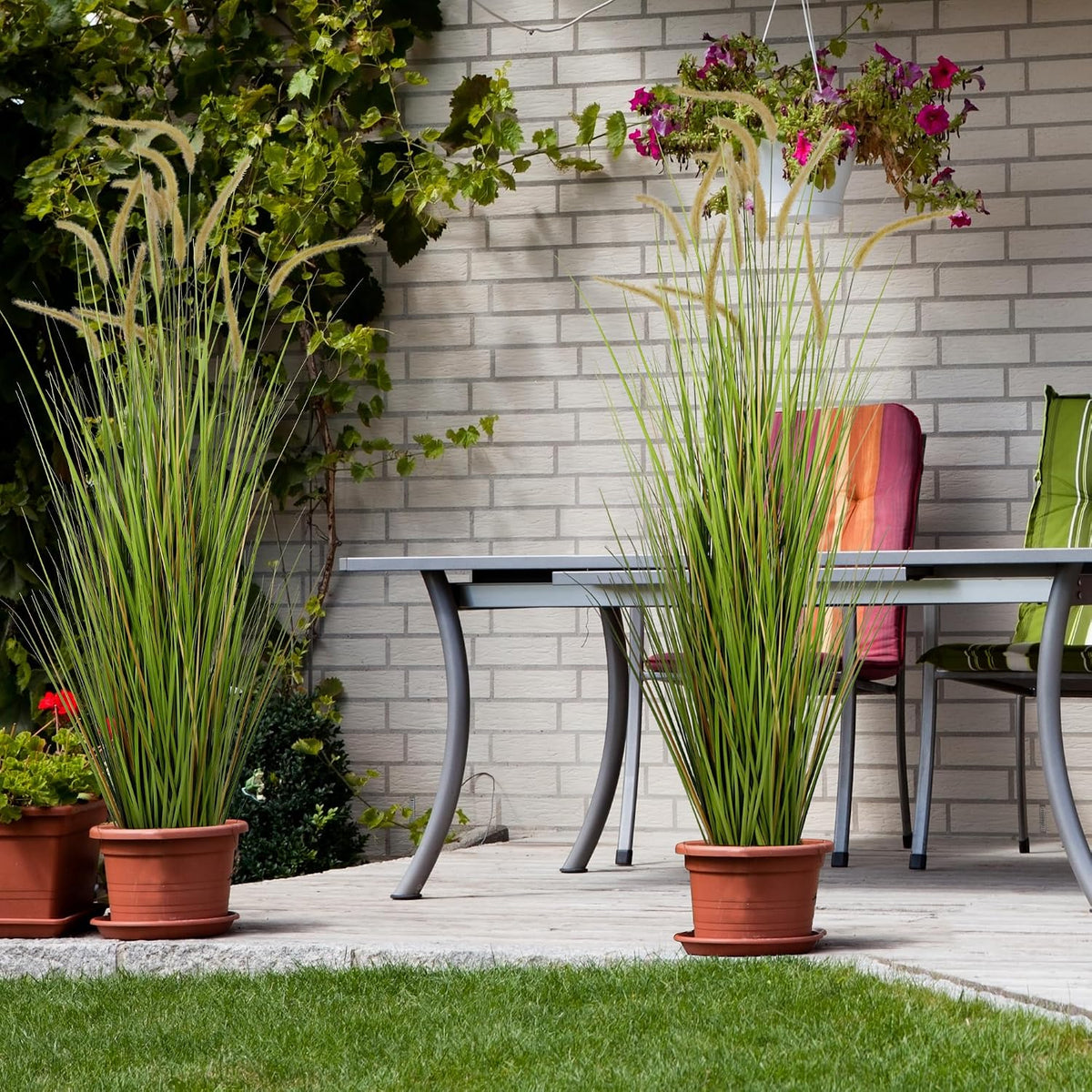 Artificial 4ft Horsetail Reed Grass, 47.2in Artificial Indoor Outdoor Fake Grass Plant, Home Office Wedding Decorative Artificial Plants & Flowers in Pot Faux Plant Greenery, Housewarming Gift