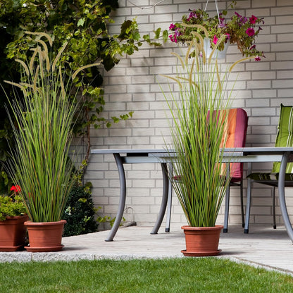 Artificial 4ft Horsetail Reed Grass, 47.2in Artificial Indoor Outdoor Fake Grass Plant, Home Office Wedding Decorative Artificial Plants & Flowers in Pot Faux Plant Greenery, Housewarming Gift