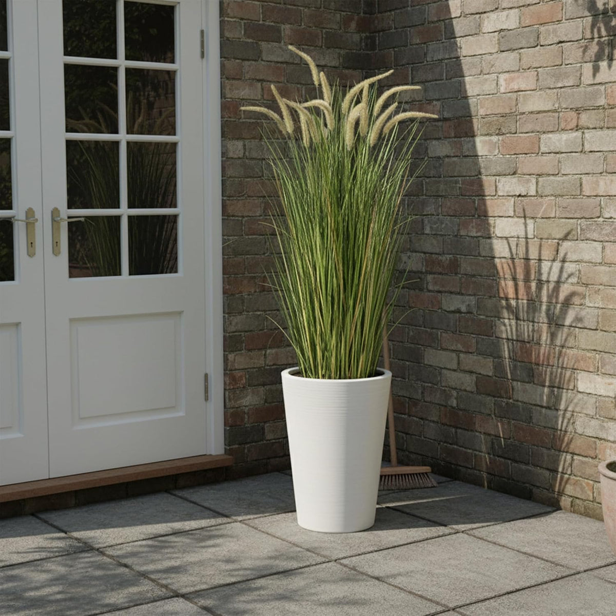 Artificial 4ft Horsetail Reed Grass, 47.2in Artificial Indoor Outdoor Fake Grass Plant, Home Office Wedding Decorative Artificial Plants & Flowers in Pot Faux Plant Greenery, Housewarming Gift