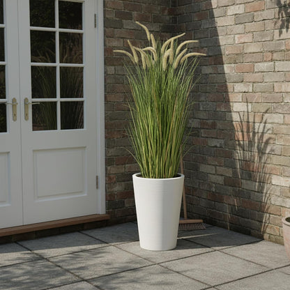 Artificial 4ft Horsetail Reed Grass, 47.2in Artificial Indoor Outdoor Fake Grass Plant, Home Office Wedding Decorative Artificial Plants & Flowers in Pot Faux Plant Greenery, Housewarming Gift