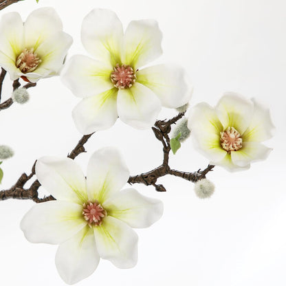 Artificial Magnolia Flower Tree in Black Pot, 2.95FT/35.4IN White Faux Magnolia Silk Floral Tree Fake Potted Tree for Home Living Room Entryway Office Outdoor Porch Decor