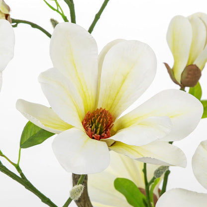 Artificial Magnolia Flower Tree in Black Pot, 2.95FT/35.4IN White Faux Magnolia Silk Floral Tree Fake Potted Tree for Home Living Room Entryway Office Outdoor Porch Decor