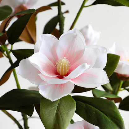 Artificial Magnolia Tree, 4FT Faux Potted Plant, 48 Inch Fake Magnolia Tree with Realistic Flowers Leaves and Adjustable Branches