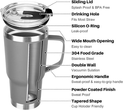 20 oz Tumbler with Handle, Stainless Steel Insulated Tumbler with Lid and Straw, Double Wall Vacuum Coffee Mug Tumbler, Insulated Coffee Thermal Cup for Cold and Hot (Yellow, 20 Ounces)