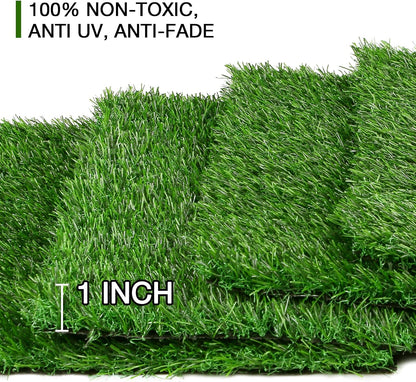 6 Pack Artificial Grass Square Placemats for Golf Party Decorations - 12"x12" Fake Grass Mats for Crafts Football Table Centerpiece, Realistic Synthetic Pet Dog Turf Patch