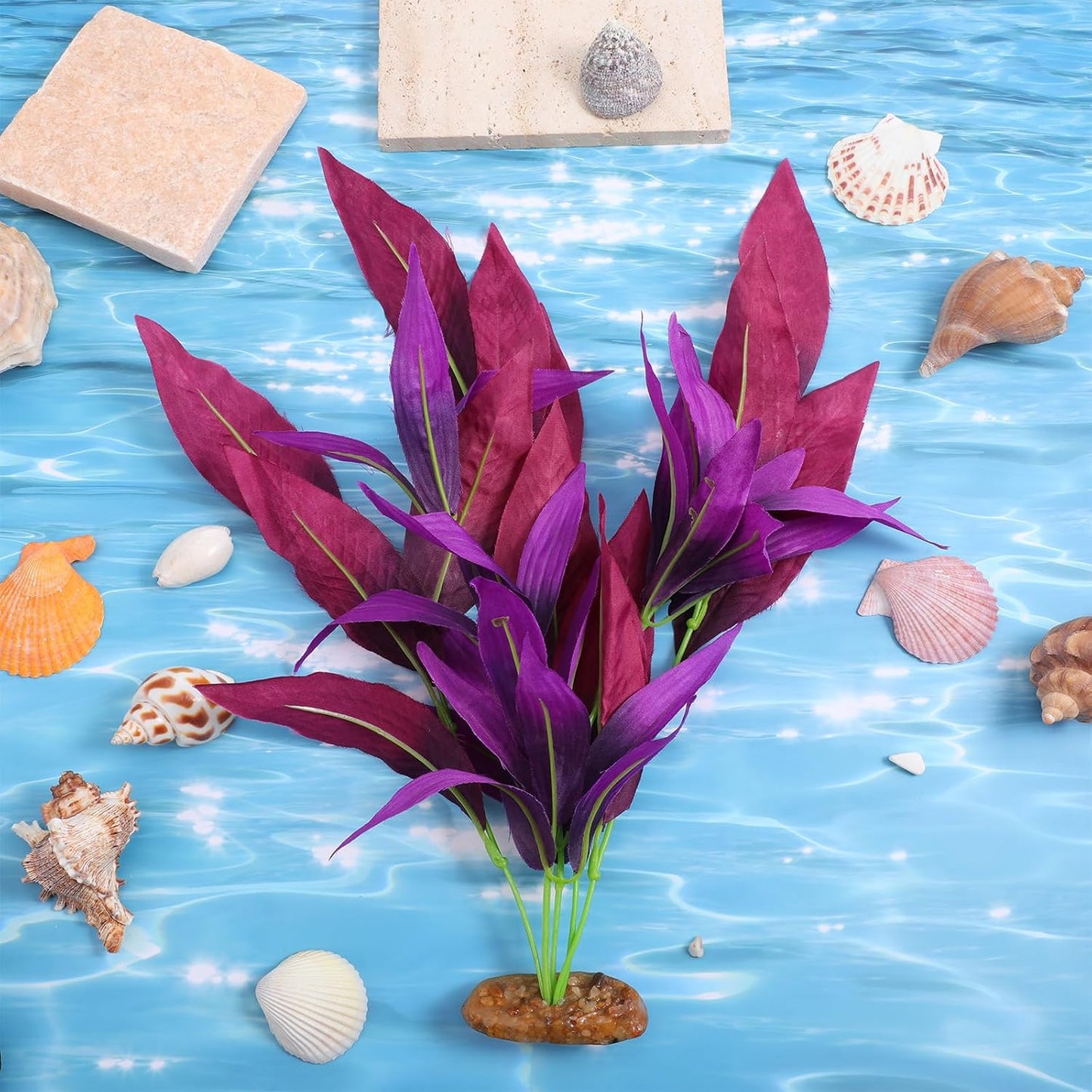 2 Pcs Silk Aquarium Plants 10 Inch Silk Fish Tank Plants Artificial Silks Plant Decorations Silks Plant for Fish Tank Goldfish Turtle Tanks Decorations Purple