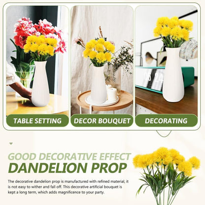 Lifelike Artificial Dandelion Flowers Simulation Decor for Home Wedding Party and Office Faux Dandelion Branches Easy Maintenance