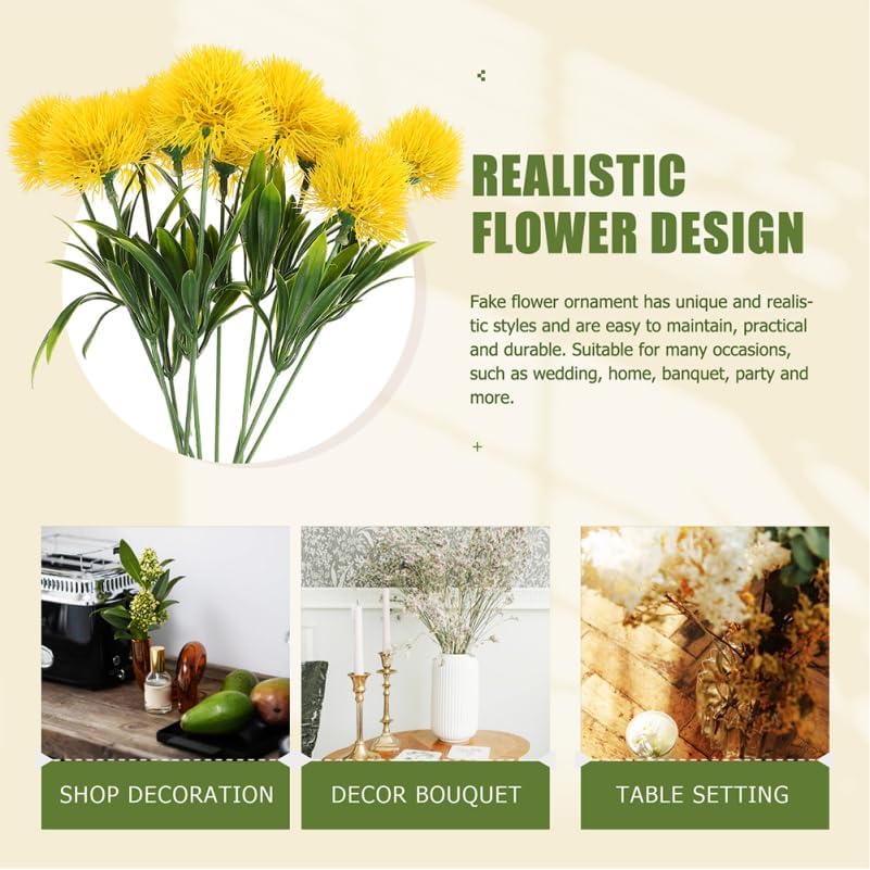 Lifelike Artificial Dandelion Flowers Simulation Decor for Home Wedding Party and Office Faux Dandelion Branches Easy Maintenance