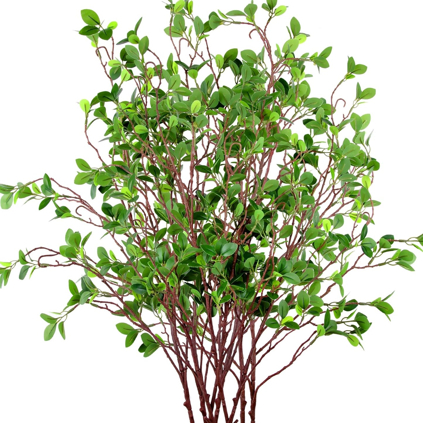 5 Packs 45" Artificial Ficus Stems Faux Green Branches Leaf Fake Green Bushes Shrubs Ficus Twig Stems for Vase Filler Home Wedding Office Decor