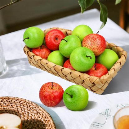 20 Pcs Fake Apples Decor, 2.1 Inch Artificial Fruits Mini Red Apples for Dining Table Centerpiece Decor, Faux Apple Fruits Decoration Home Kitchen Party Props (10 Pcs Red + 10 Pcs Green)