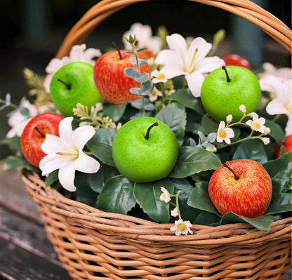 20 Pcs Fake Apples Decor, 2.1 Inch Artificial Fruits Mini Red Apples for Dining Table Centerpiece Decor, Faux Apple Fruits Decoration Home Kitchen Party Props (10 Pcs Red + 10 Pcs Green)