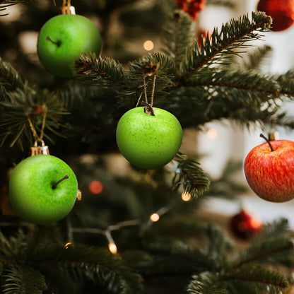 20 Pcs Fake Apples Decor, 2.1 Inch Artificial Fruits Mini Red Apples for Dining Table Centerpiece Decor, Faux Apple Fruits Decoration Home Kitchen Party Props (10 Pcs Red + 10 Pcs Green)