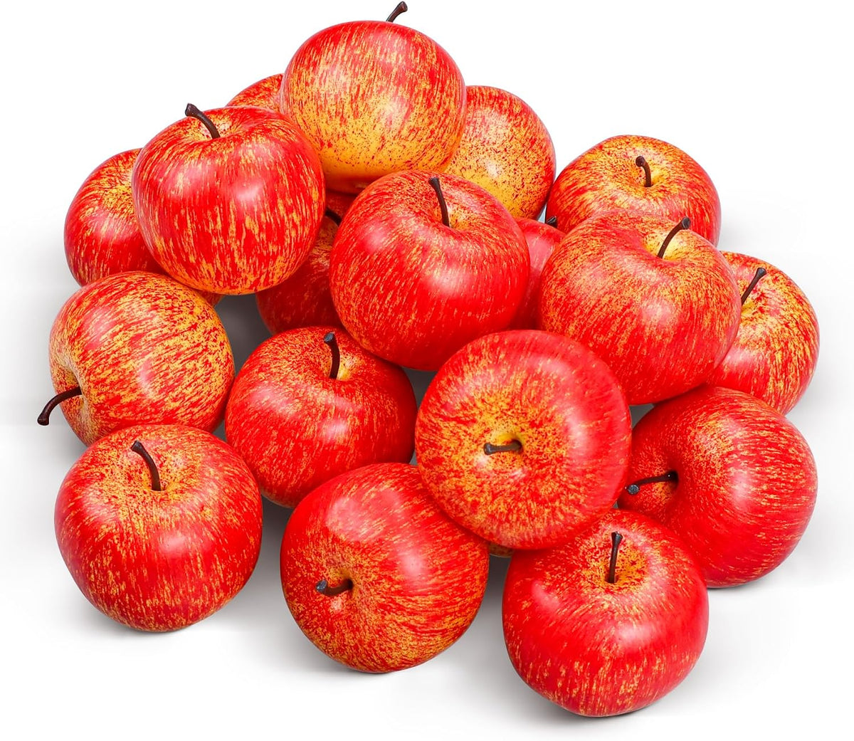 20 Pcs Fake Apples Decor, 2.1 Inch Artificial Fruits Mini Red Apples for Dining Table Centerpiece Decor, Faux Apple Fruits Decoration Home Kitchen Party Props (10 Pcs Red + 10 Pcs Green)