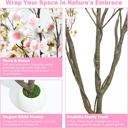 Artificial Cherry Blossom Tree 5FT, Pink Faux Floor Tree