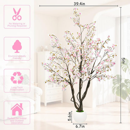 Artificial Cherry Blossom Tree 5FT, Pink Faux Floor Tree