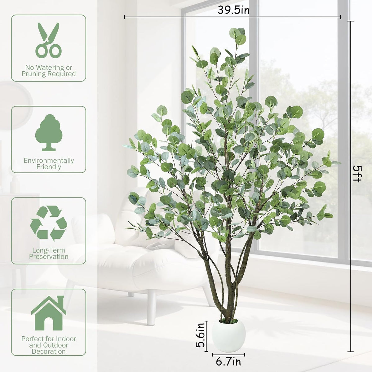 Artificial Cherry Blossom Tree 5FT, Pink Faux Floor Tree