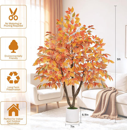 Artificial Cherry Blossom Tree 5FT, Pink Faux Floor Tree