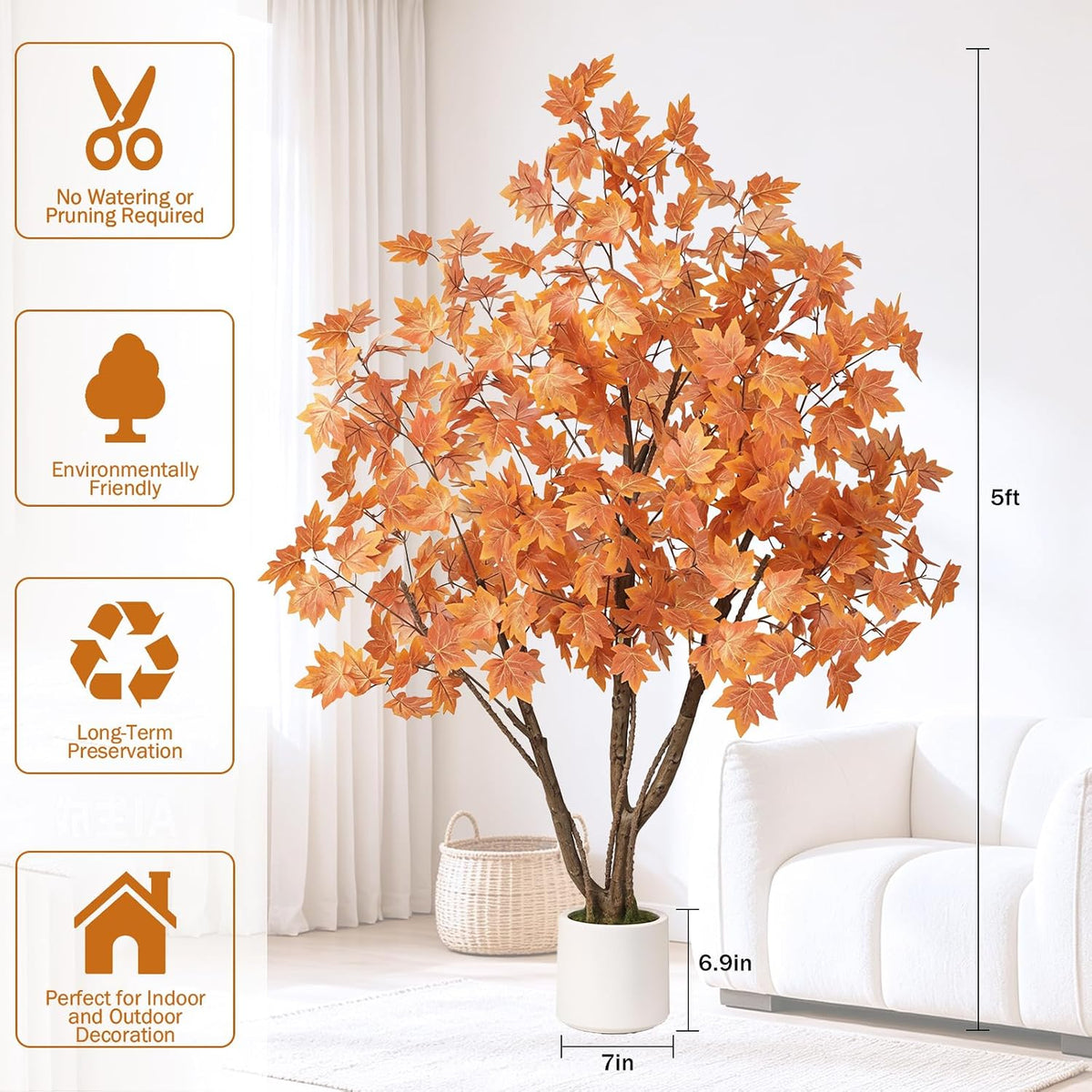 Artificial Cherry Blossom Tree 5FT, Pink Faux Floor Tree